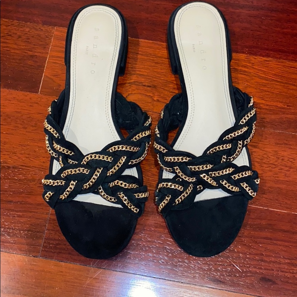 Black and gold sandals